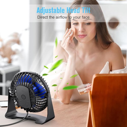 BESKAR Portable USB Desk Fan - 3 Speed Quiet Operation with 360° Rotation | Ideal for Home & Office
