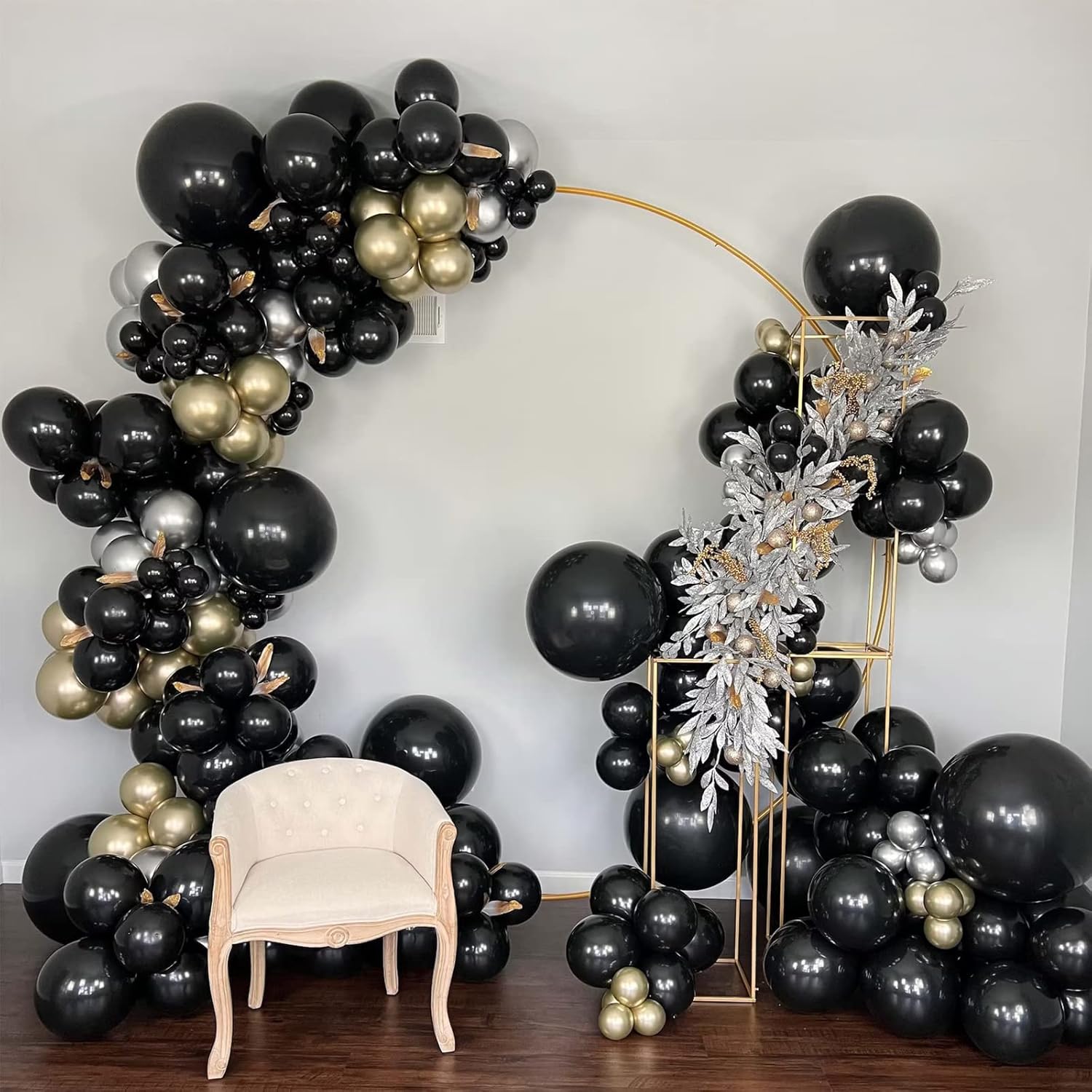 Voircoloria 130-Piece Black Latex Balloons Set - Various Sizes for Birthday, Graduation & Holiday Celebrations