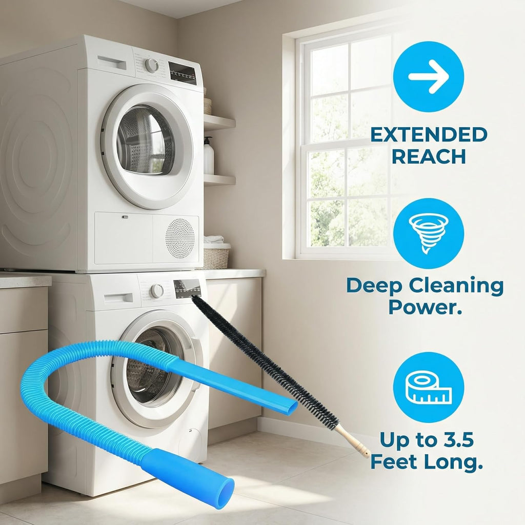 Skiennix Dryer Vent Cleaner Kit - 31.5" Flexible Lint Vacuum Attachment | Universal Fit, Deep Cleans Clogged Vents, Reduces Fire Hazards (Blue)