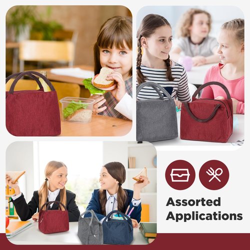 Chunful 24 Pcs Lunch Bags Bulk Insulated Reusable Lunch Bags Leakproof Tote with Aluminum Foil Interior Waterproof Thermal Tote for Women Adult Office Work Back to School Employees Picnic(Multi Color)