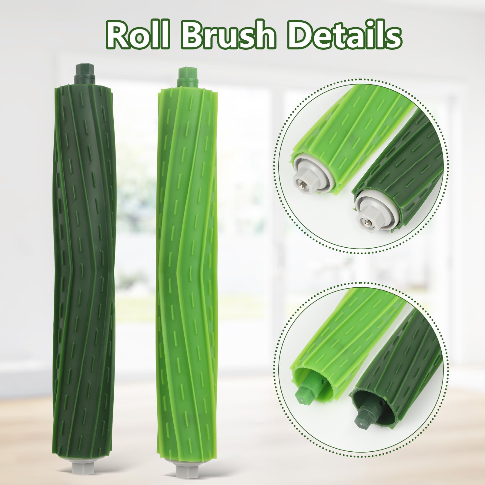 Replacement Accessories for iRobot Roomba E, I & J Series i7 i7+ E5 E6 E7 i2 i3 i3+ i4 i4+ i6 i6+ i8 i8+/Plus,1 Set Rubber Brushes, 4 HEPA Filters,6 Side Brushes, 1Caster Wheel ﻿