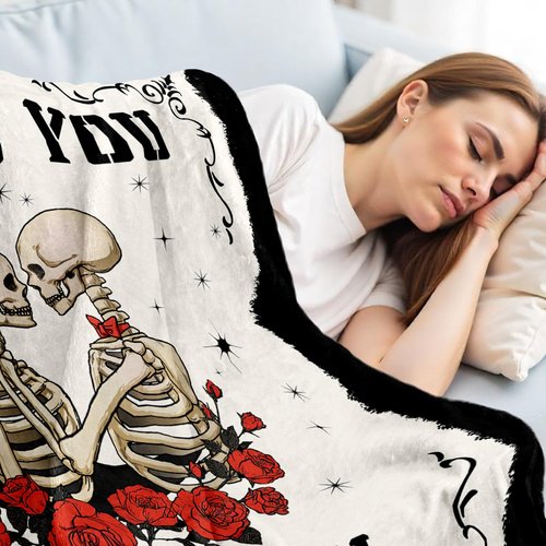 Funny Gothic Gifts for Him Her, Wedding Anniversary Blanket for Women Men, Birthday Gifts for Boyfriend Girlfriend, I Love You Gift, Engagement, Valentines Gift for Wife Husband Couple, 60"X50"