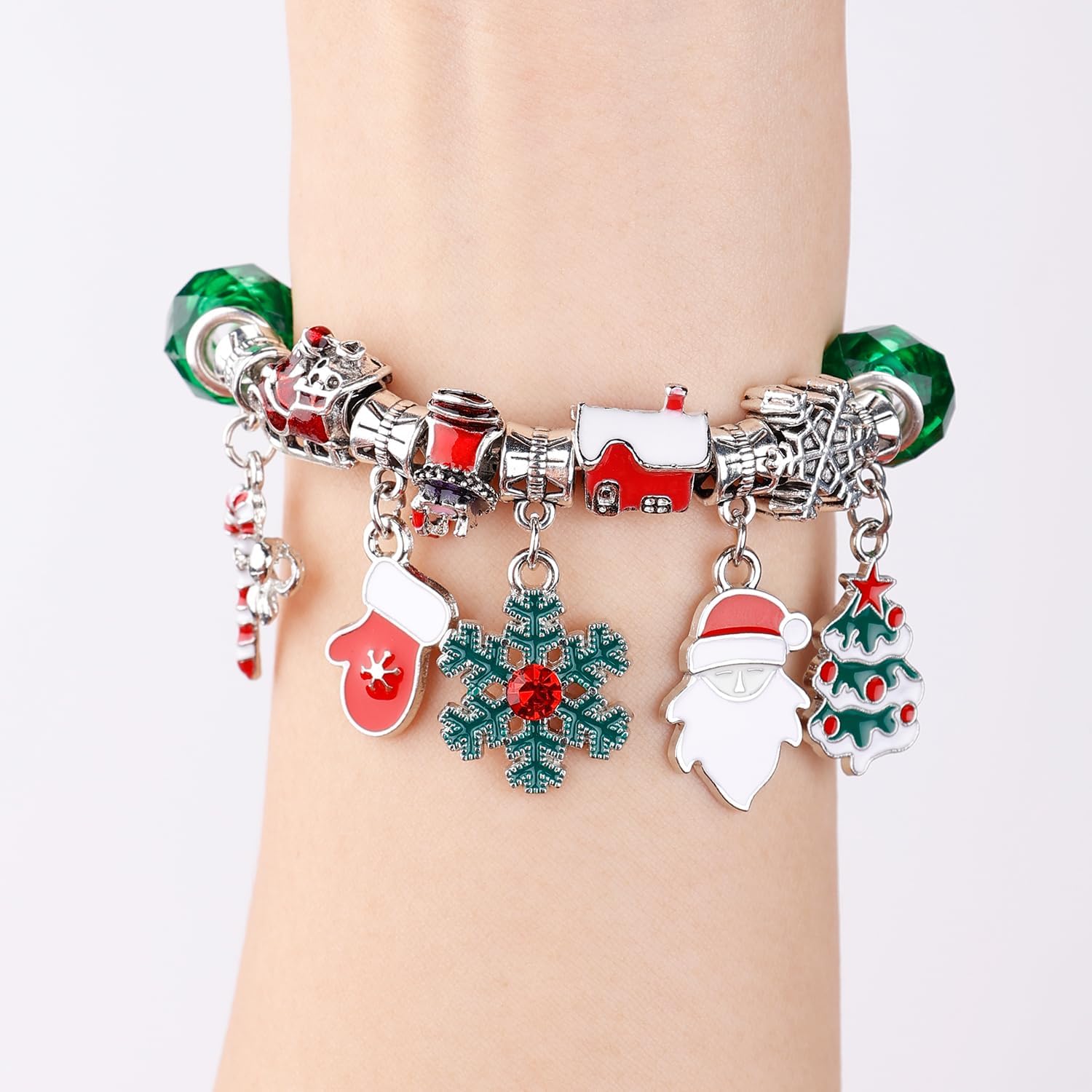 PEUTIER 24pcs Christmas Advent Calendar Bracelet Set - DIY Charm Bracelets with 22 Beads for Holiday Countdown