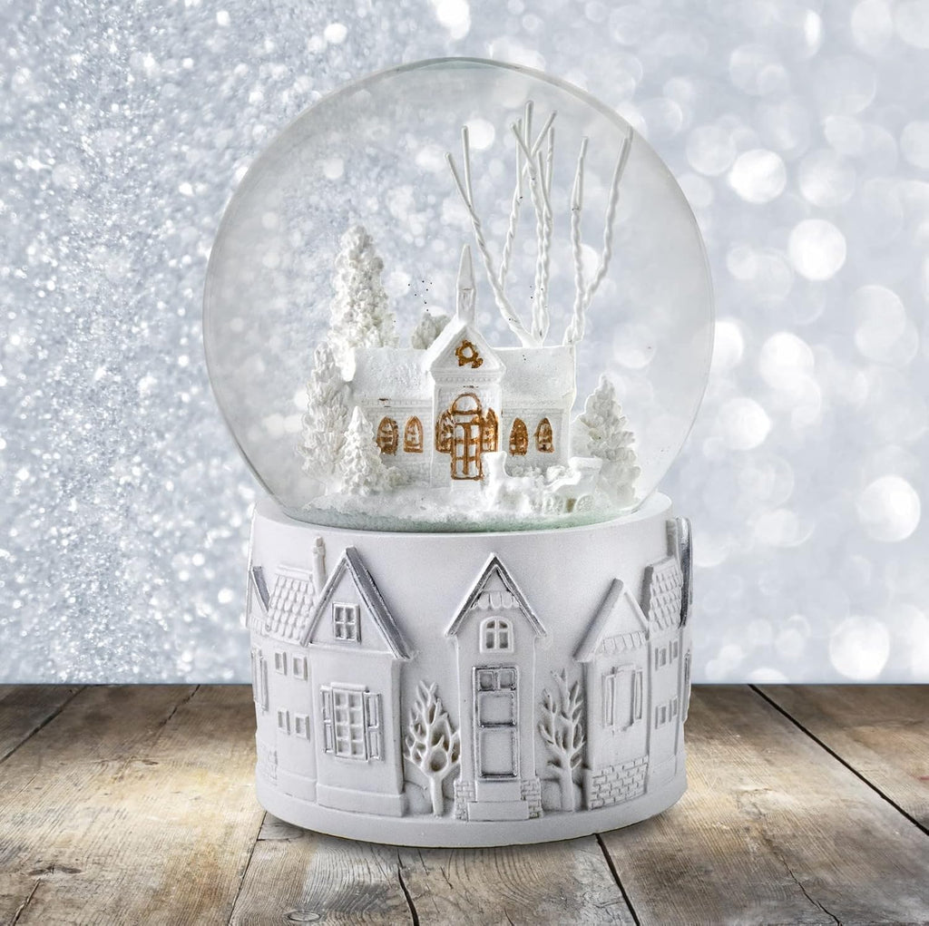 San Francisco Music Box Company - 100MM White Christmas Scene Snow Globe | Perfect Holiday Decor