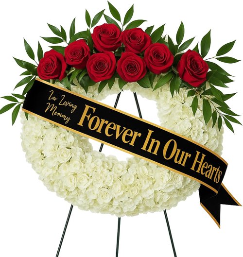 Fanfanwin Funeral Sash - Memorial Wreath Ribbon for Celebration of Life | 58x4'' (Black Gold)