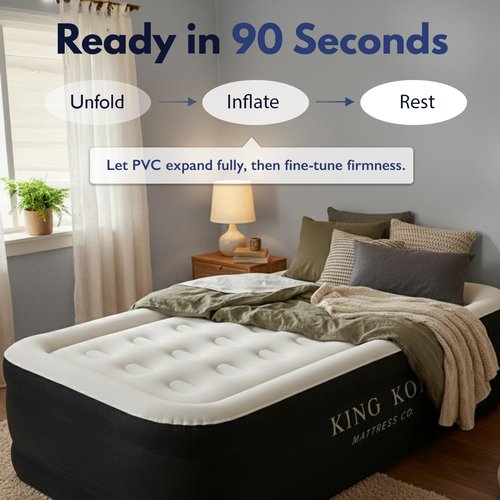King Koil Luxury Twin Air Mattress - Built-In Pump, 20” Double High, Waterproof, 1-Year Warranty