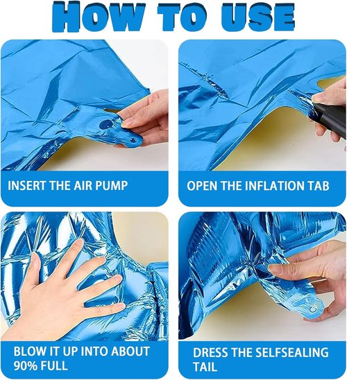 10 Number Balloon - Blue 40-Inch Big Foil Crown - Helium Birthday Party Decoration for 10-Year-Olds