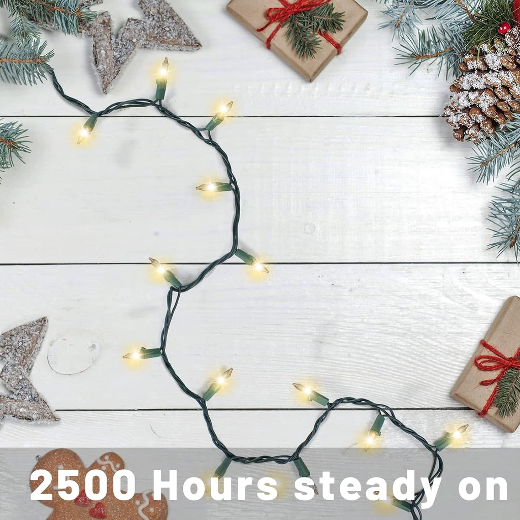 Yiaht Christmas Lights - 20Ft 100 Count Mini Waterproof Incandescent Bulbs | Green Wire for Indoor/Outdoor Decor