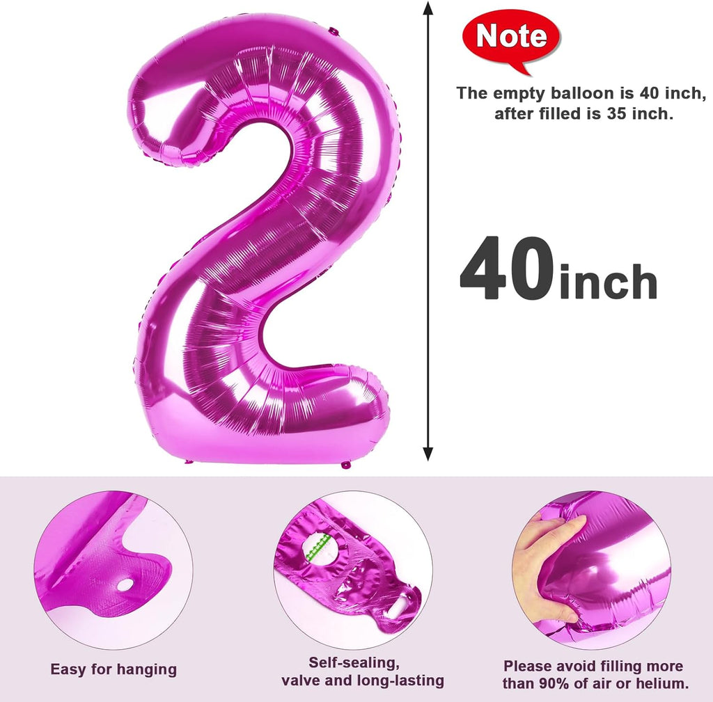 Regine Switzerland 40-Inch Rose Purple Number Balloons - Perfect for 2nd, 12th, 21st Birthday Celebrations & Weddings