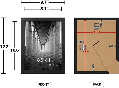 DOAI ART Certificate Frame 2-Pack - 8.5x11 Picture & Diploma Frames for Wall/Tabletop, Black