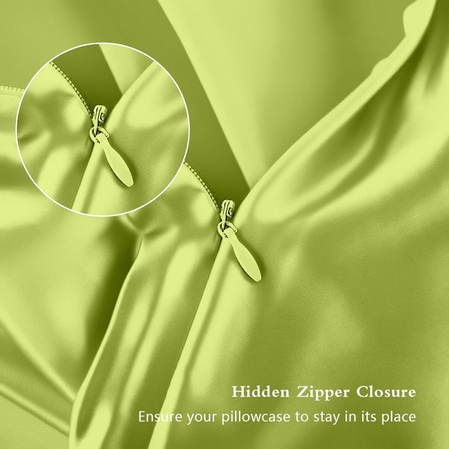 Mulberry Silk Pillowcase - Queen Size Natural Silk for Hair & Skin | Olive Green with Zipper