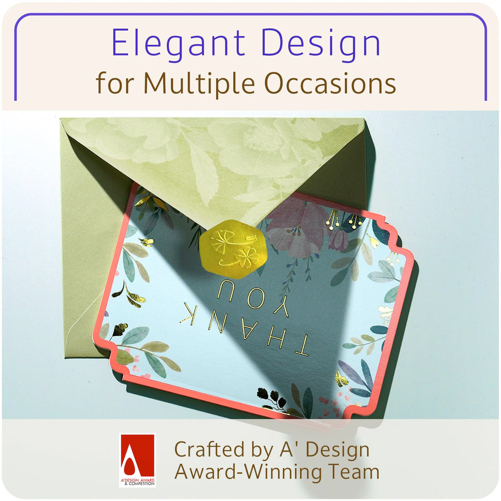 ukee's Thank You Cards with Envelopes 100-Pack, Gold Foil Floral, Thank You Notes w/Sage Green Envelopes & Stickers, Blank Inside for Baby Shower, Wedding, Graduation, Small Business, 4.25" x 5.5"
