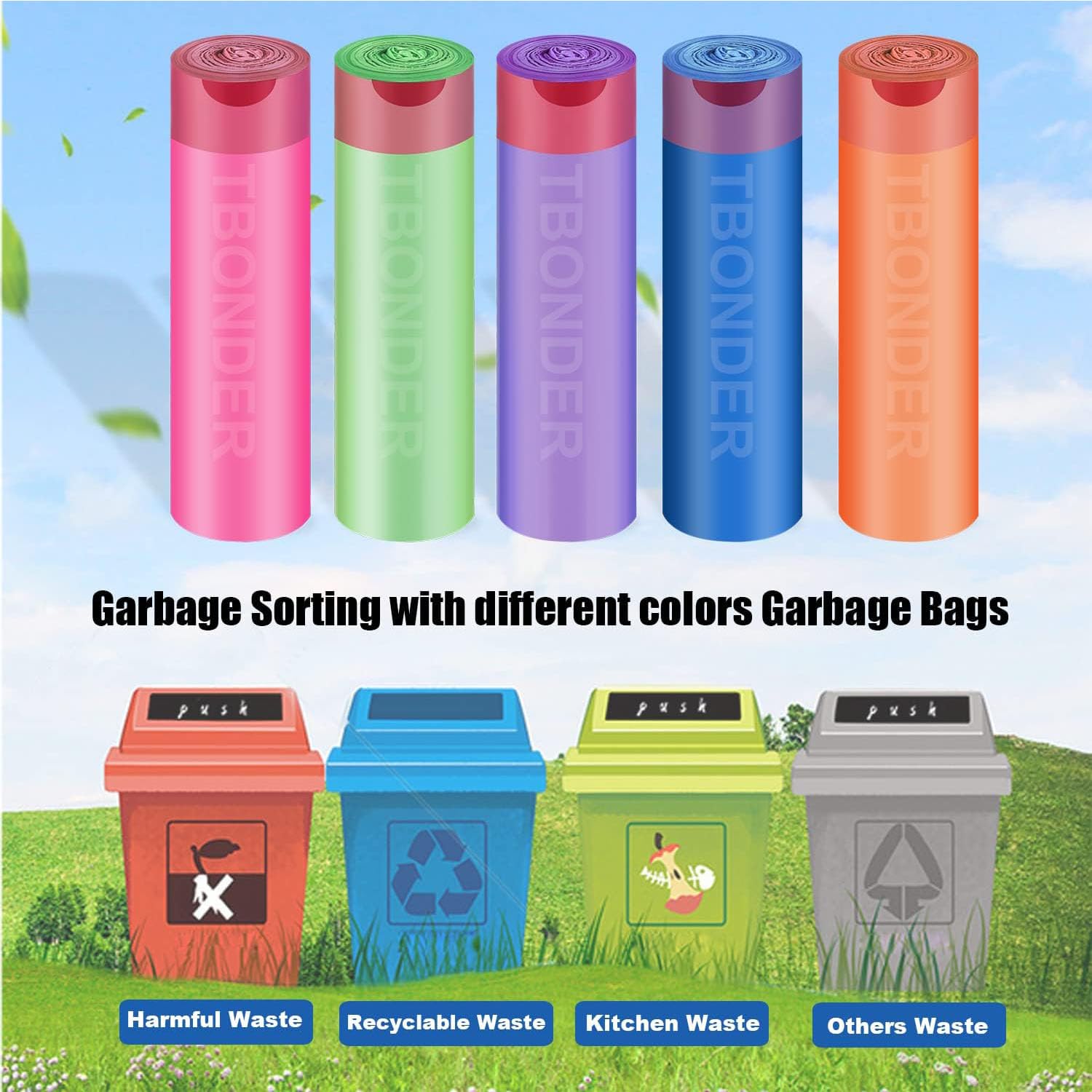 Small Trash Bags 4-6 Gallon,Extra Thick & Strong 4 Gallon Garbage Bags Drawstring 5 Gallon Trash Bags Small Garbage Bags Unscented Waste Basket Liners for Kitchen,Bathroom,Office(80 Counts)