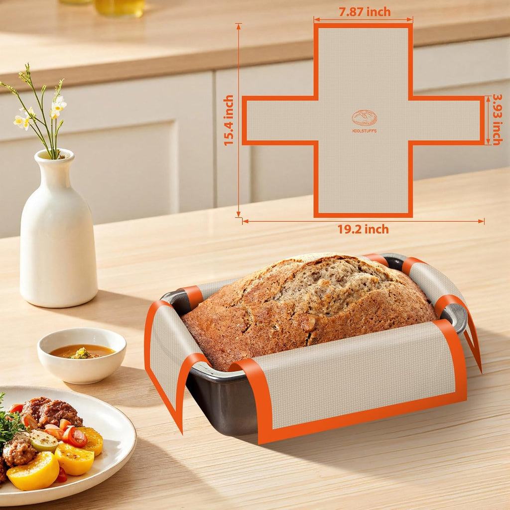 Skiennix Silicone Baking Mat Set - Nonstick Reusable Bread Sling & Loaf Pan Liners | Perfect for Macarons & Pastry