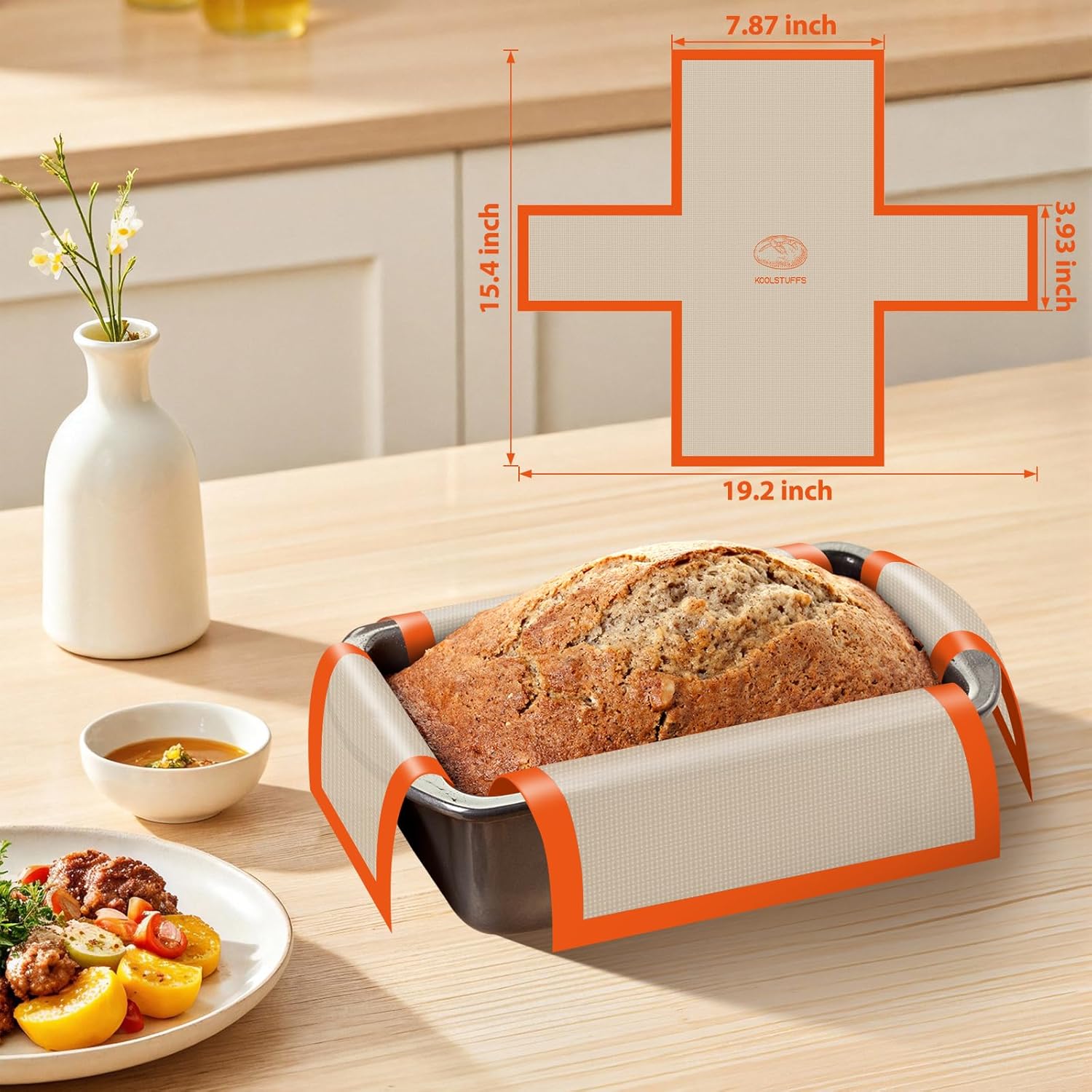Skiennix Silicone Baking Mat Set - Nonstick Reusable Bread Sling & Loaf Pan Liners | Perfect for Macarons & Pastry