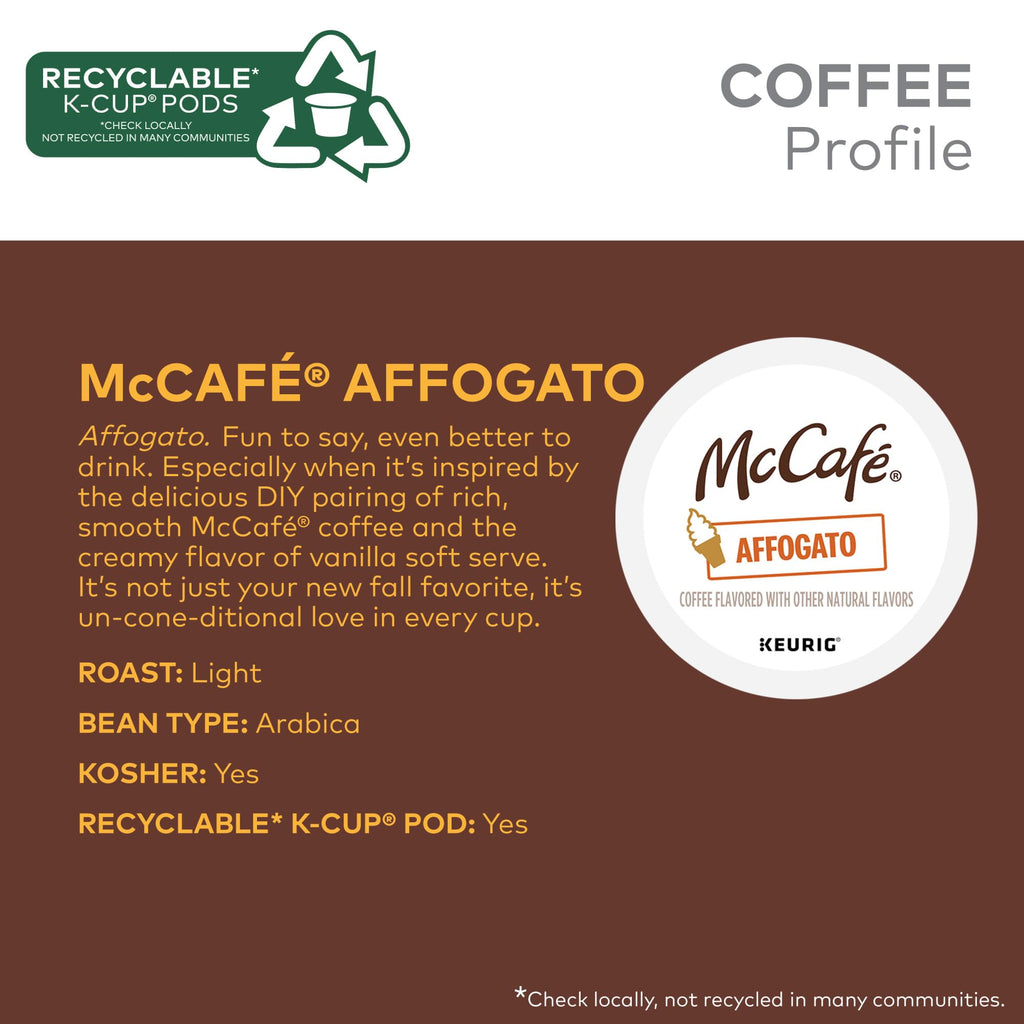 McCafe Affogato, Single Serve Keurig K-Cup Pods, Flavored Coffee, Limited Edition, 60-Count Box (6 Packs of 10)