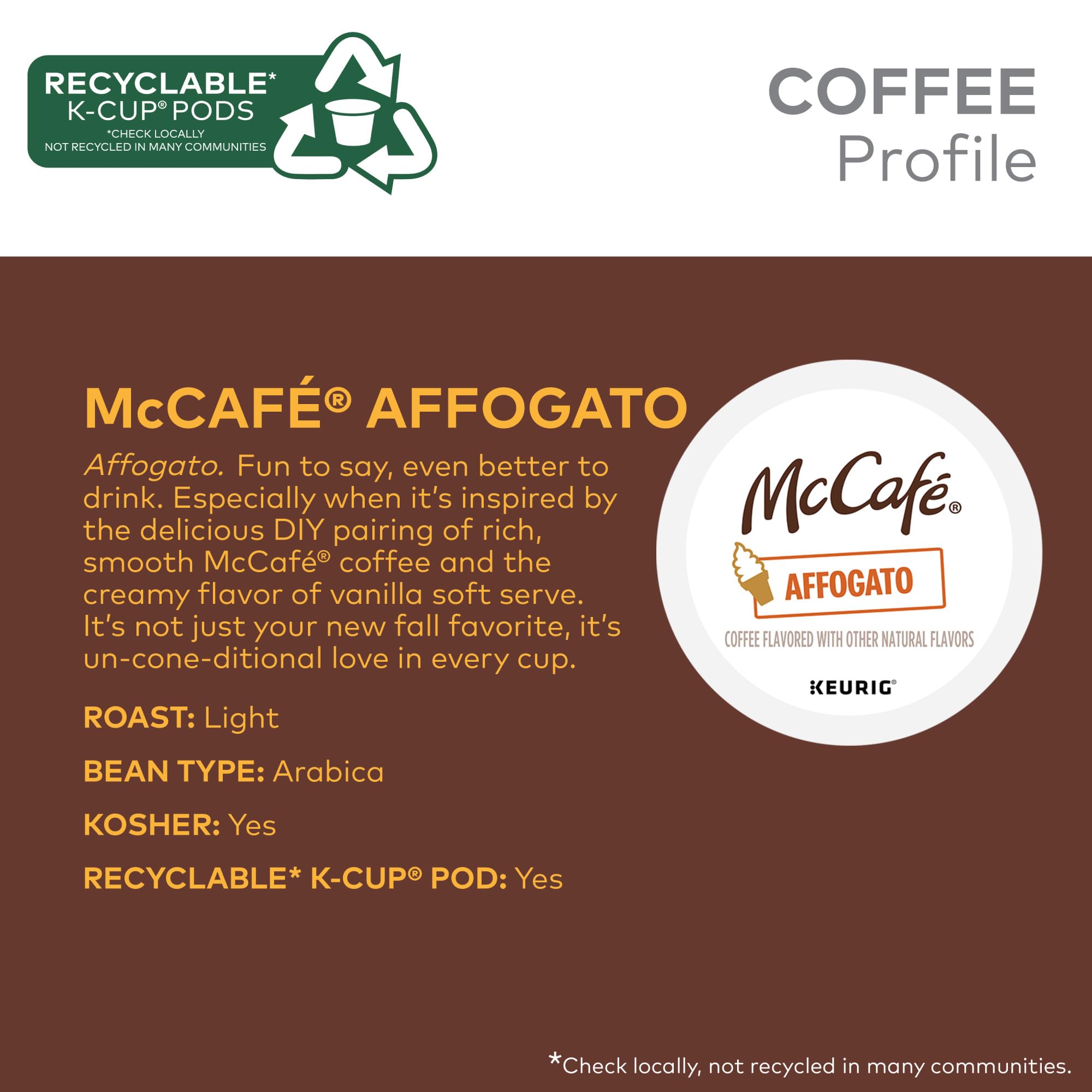 McCafe Affogato, Single Serve Keurig K-Cup Pods, Flavored Coffee, Limited Edition, 60-Count Box (6 Packs of 10)