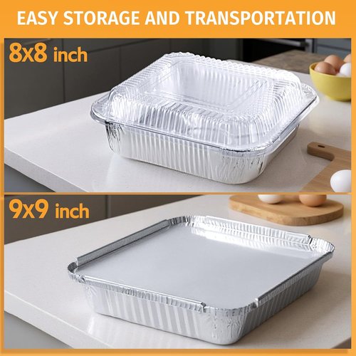 Aluminum Pans Combo Set by [Brand Name] - 40 Pack Disposable Foil Pans with Lids | 9x9 & 8x8 Sizes for Meal Prep & Cooking