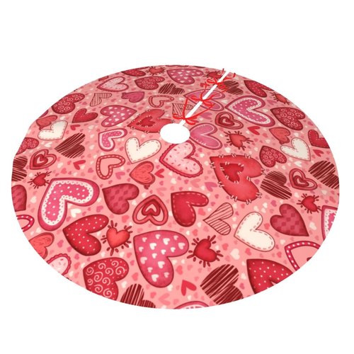 Valentines Day Heart Tree Skirt Xmas Tree Mat Christmas Tree Ornaments Decorations Holiday Party Indoor Outdoor 30"