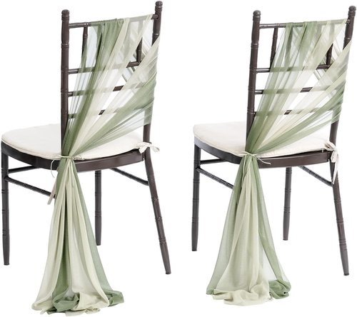 Ling's Moment Wedding Chair Sashes - Wrinkle-Free Draping Fabric in Sage & Milky Green | 16 Pcs for Ceremony & Reception Decor