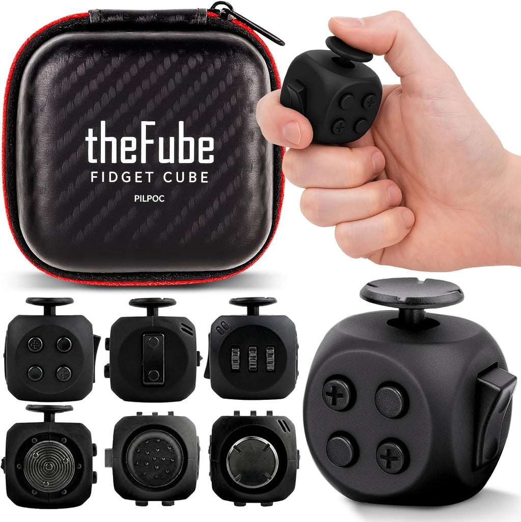 PILPOC Fidget Cube - 6-Sided Stress Relief Toy for Adults & Kids | Boosts Concentration & Mindfulness (Midnight)