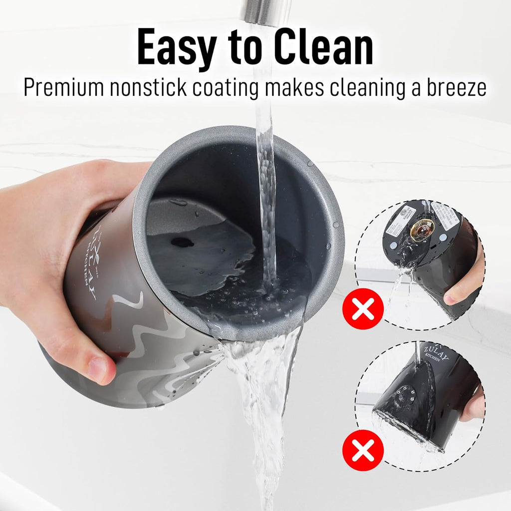 Zulay 4-in-1 Milk Frother & Steamer - Automatic Hot/Cold Foam Maker with Temperature Control - Black