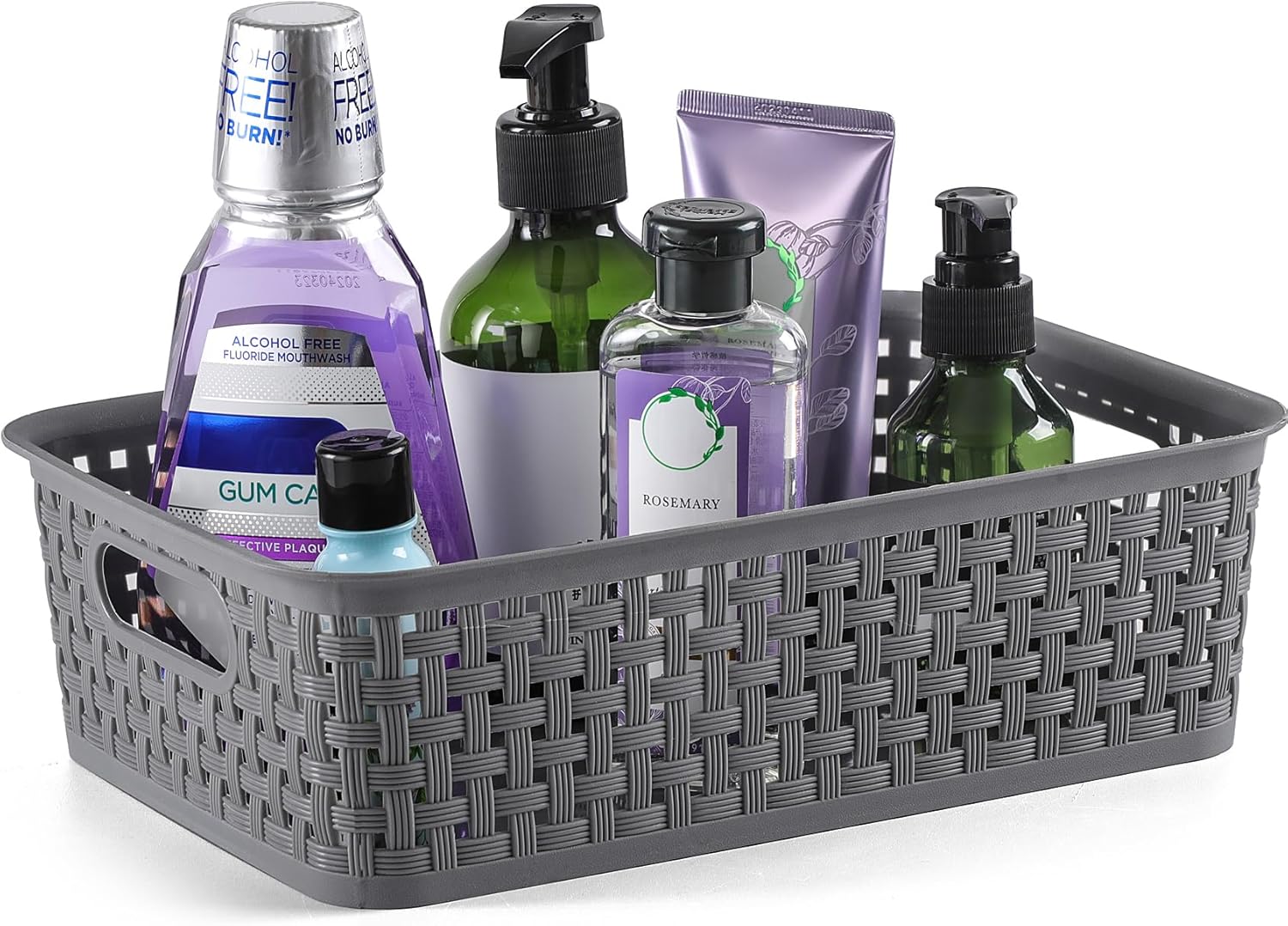 NETANY Plastic Storage Baskets - 8 Pack, Durable & Flexible Gray Organizers for Closets & Shelves