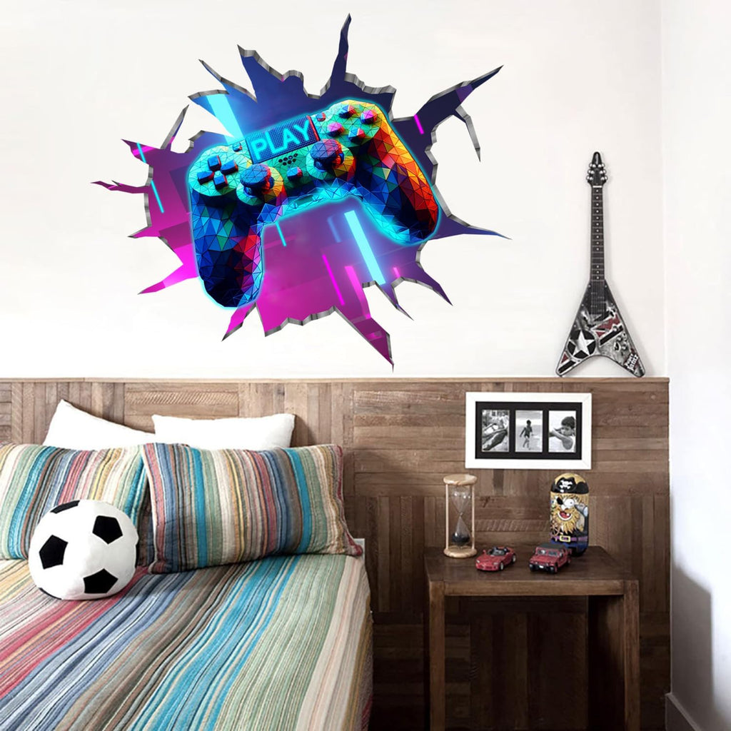 YIMEHDAN 3D Game Wall Decals - Removable Vinyl Stickers for Gaming Lovers | 35.8”x32.4” Playroom Decor
