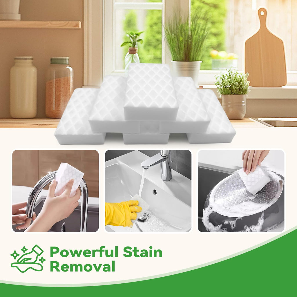 YDN Clean Magic Eraser Sponge 2X Density, Multi-Purpose Long Lasting Melamine Sponge, Water-Activated Cleaning Sponge Eraser for Kitchen, Bathroom, Wall, Shoes & Car, Extra Durable, Non-Scratch (10)