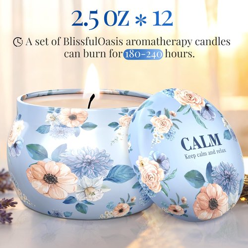 BlissfulOasis Scented Candles Set, 30 oz 12 Pack Candles for Home Scented, 180-240 Hours Candle Present Set for Women and Men, Soy Wax Candles for Holidays, Birthday, Valentine's Day, Mother's Day