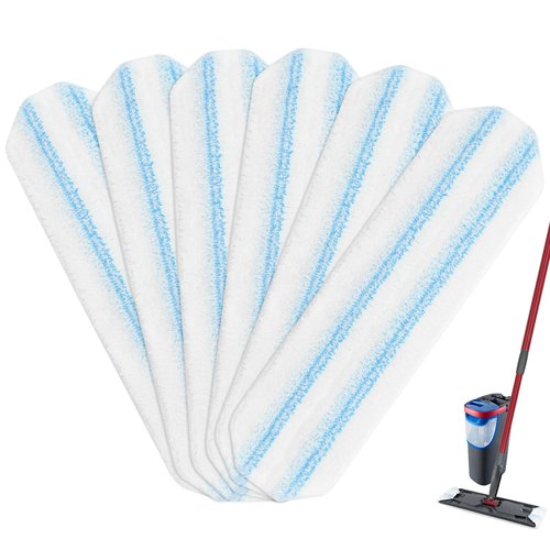 6 Pack Microfiber Replacement Mop Pads for O-Cedar H2prO Flat Mop System, Washable and Reusable Mop Pad Refills for O Cedar H2pro Flat Mop, Flat Mop Replace Heads for Wet Dry Floor Deep Clean