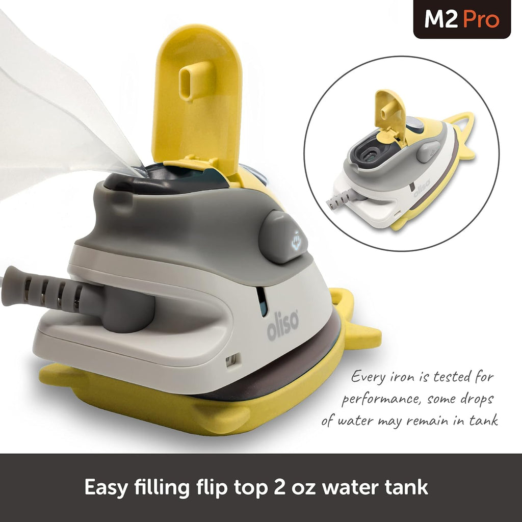 Oliso M2Pro Mini Steam Iron - 1000 Watt Dual Voltage Travel Iron for Sewing & Quilting - Butterscotch