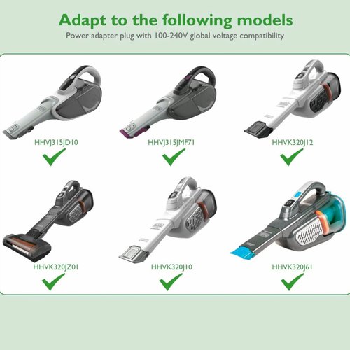 FITE ON Charger Compatible with Black and Decker HHVJ315JD10 / HHVJ315JMF71 / HHVK320J61 / HHVK320J10 / HHVK320JZ01 Dustbuster Smartech Handheld Vacuum 90602522-01 N561340 Replacement Power Cord