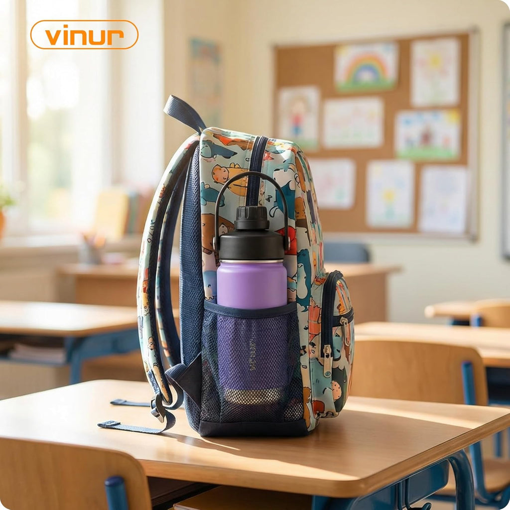 VINUR 12 oz Kids Stainless Steel Water Bottle - Vacuum Insulated, Leakproof Spout Lid, Purple