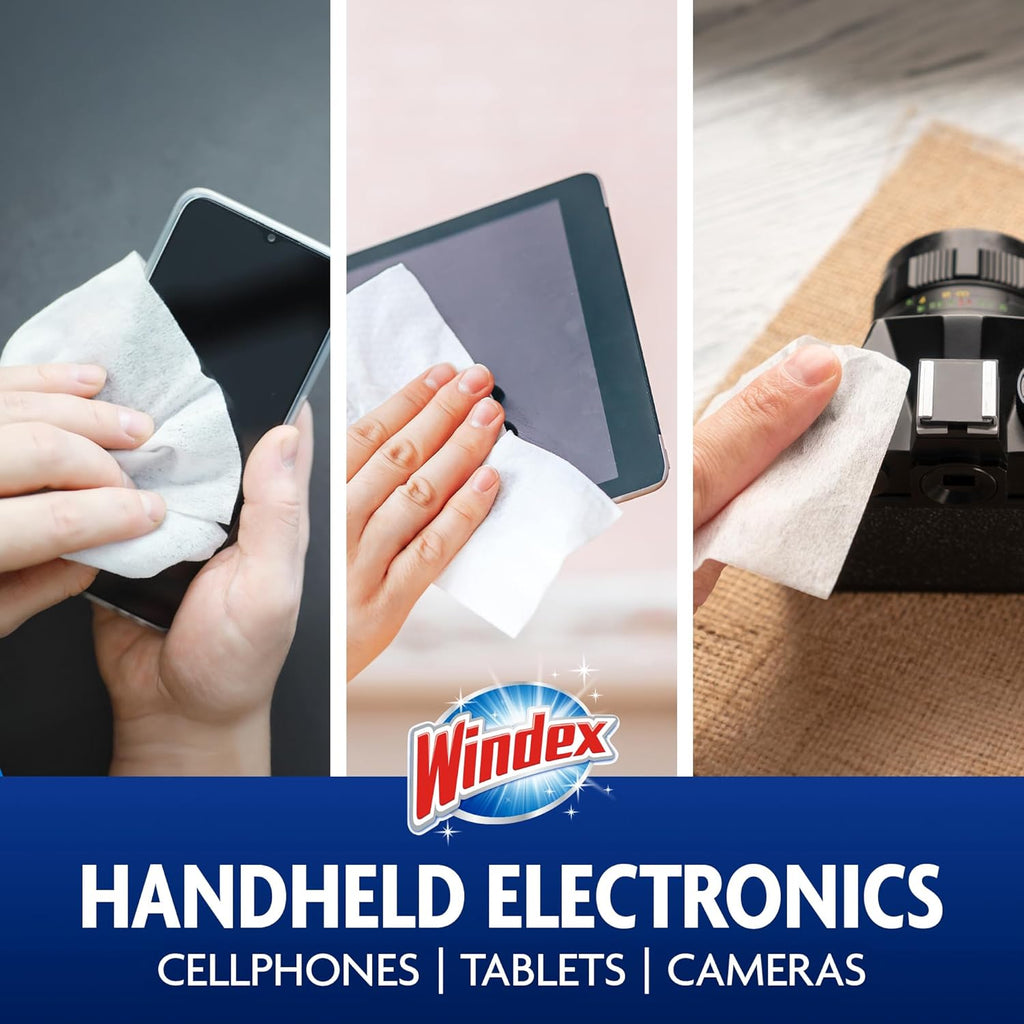 Windex Electronic Cleaning Wipes - Pre-Moistened Screen Wipes for TVs & Phones | Resealable, 25 Count (Pack of 3)