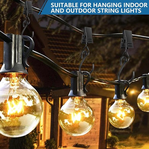 Heavy Duty S Hooks by 100-Pack | 2.36 Inch Metal Clips for Outdoor Lighting & Decor - Rust-Proof Black