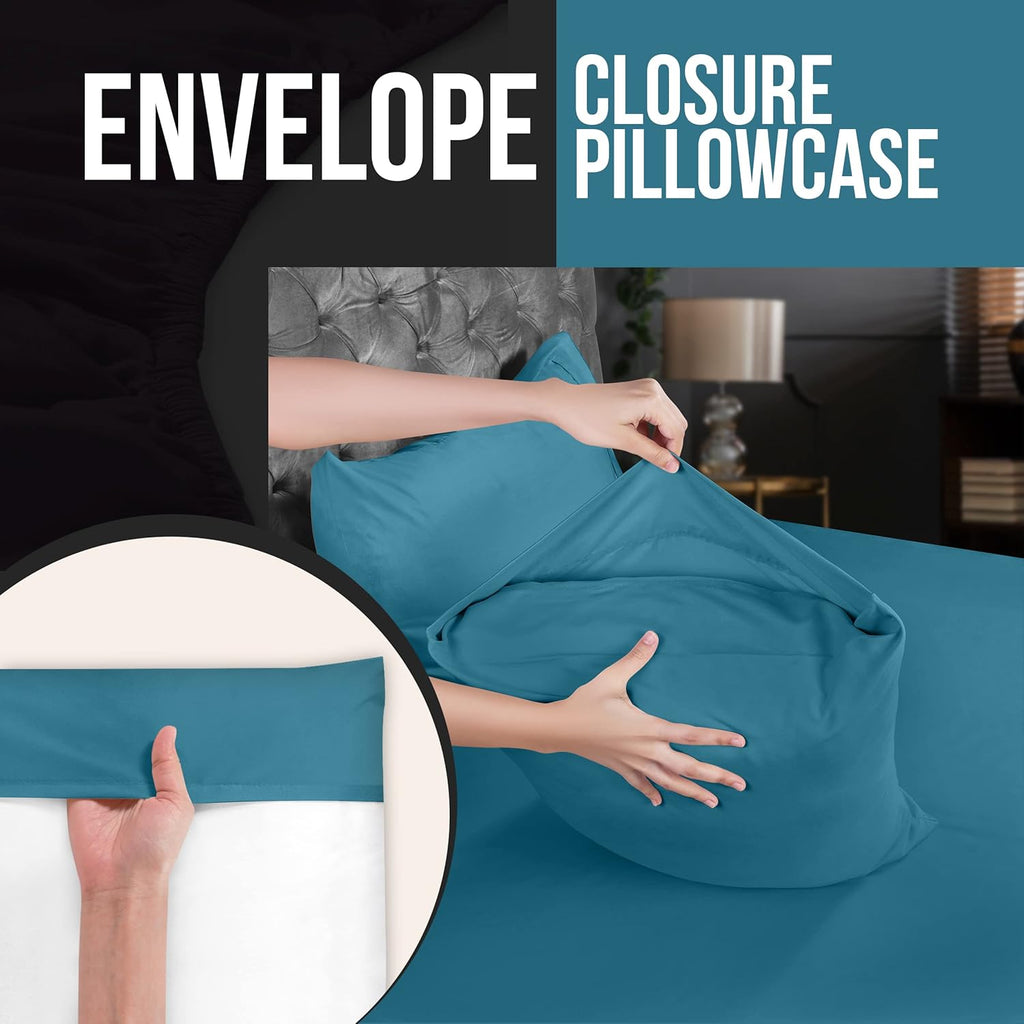 Utopia Bedding King Pillow Cases - 4 Pack - Soft Brushed Microfiber - Fade Resistant 20 X 40 Inches | Denim Blue