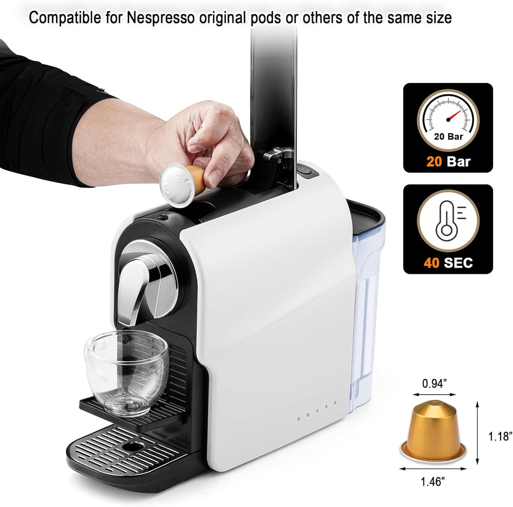 Beanglass Espresso Pod Machine - High Pressure 20 Bar Coffee Maker | 22oz Water Tank & Adjustable Tray