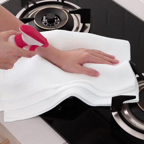Homaxy Kitchen Dish Towels - 100% Cotton Oversized Waffle Weave, Ultra Soft & Absorbent, 20x28 Inches, 8-Pack, White