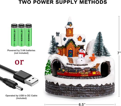 Candieslife Animated Musical Christmas Snowman Decorations - Rotating Train with Warm Lights for Holiday Cheer