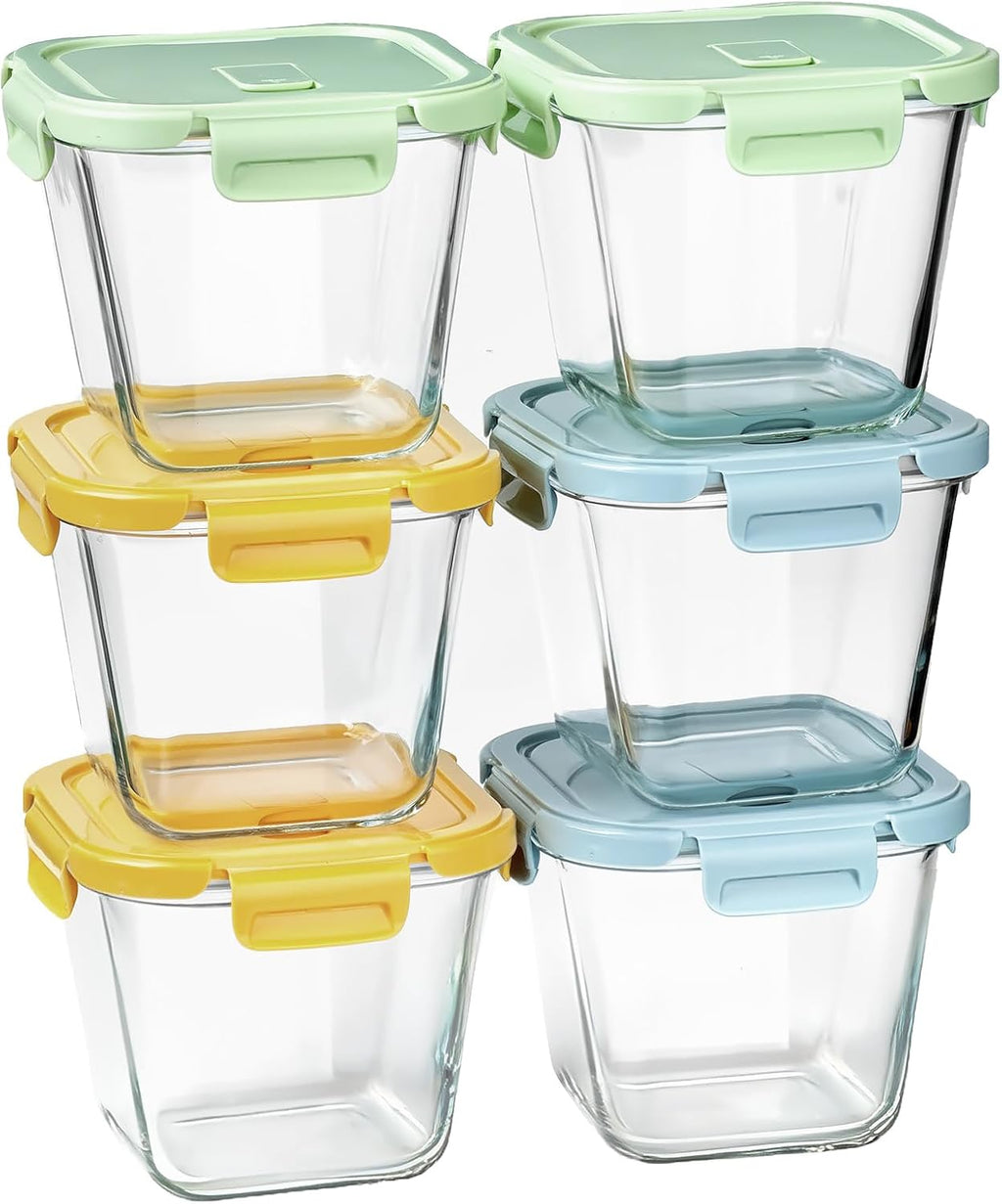 Regine Switzerland Glass Soup Containers - 32oz Borosilicate Storage with Lids, Airtight & Microwave Safe | 6 Pack