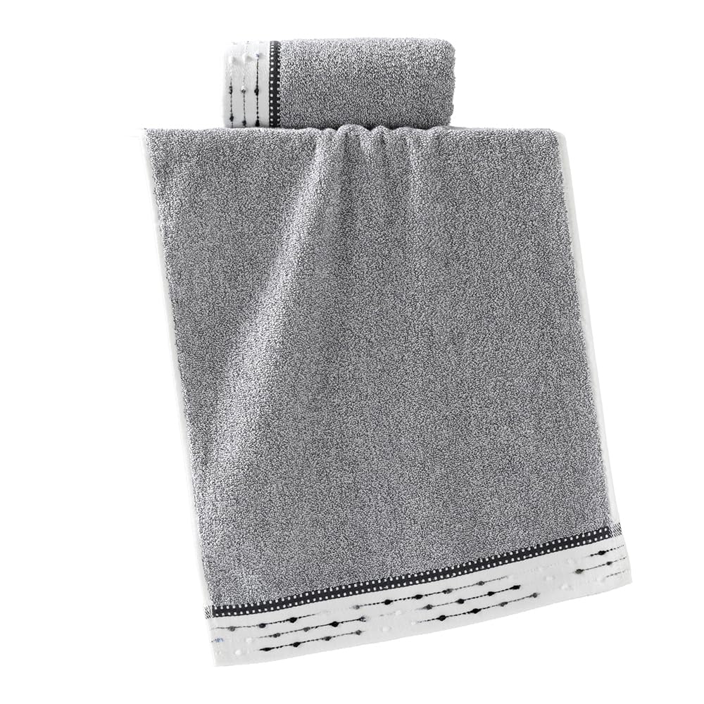 YiLUOMO Grey Hand Towels Tiny Furball Decorative Design Super Soft 100% Terry Cotton Highly Absorbent Bathroom Hand Towel for Home, Hotel, Spa, Pool, Gym 13 x 29 Inch, 2 Pack