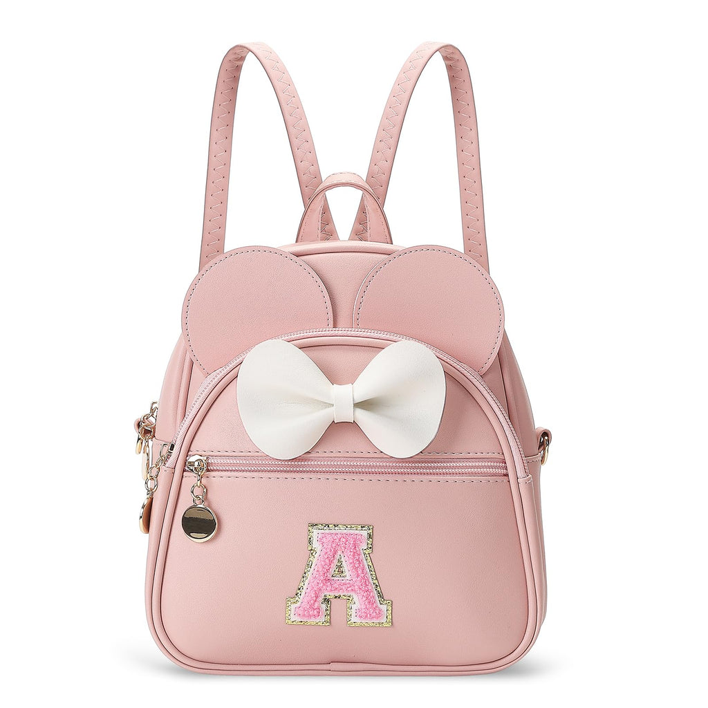 VLJTM Birthday Gift for 2 3 4 5 6 7 8 9 10 Year old Girls Personalized Initial Toddler Mini Backpack Purse for Kids-Pink-A