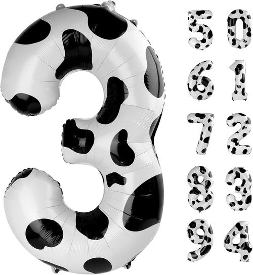 Cow Print | 40-Inch Number 3 Balloon - Perfect for 3rd Birthday Party Decorations