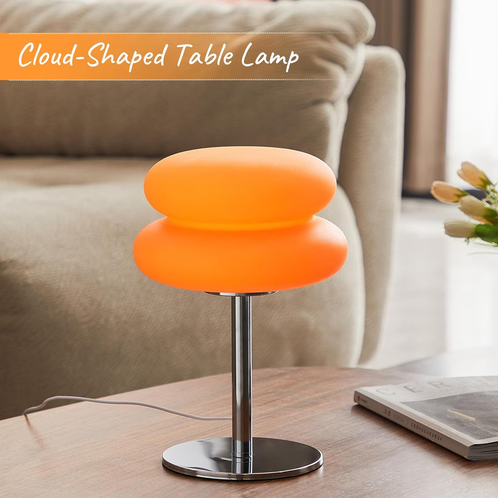 Skiennix Orange Mushroom Lamp - Dimmable Mid Century Modern Bedside Light | Cute Ambient Decor for Bedroom and Living Room