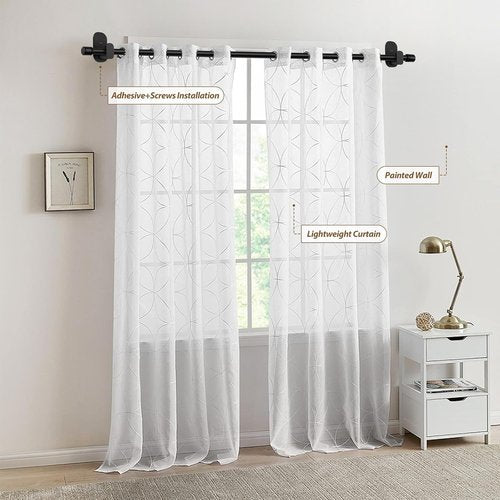 HOTOZON No-Drill Curtain Rods | Adjustable 32-86 Inches | Renter-Friendly Black Drapery Rods