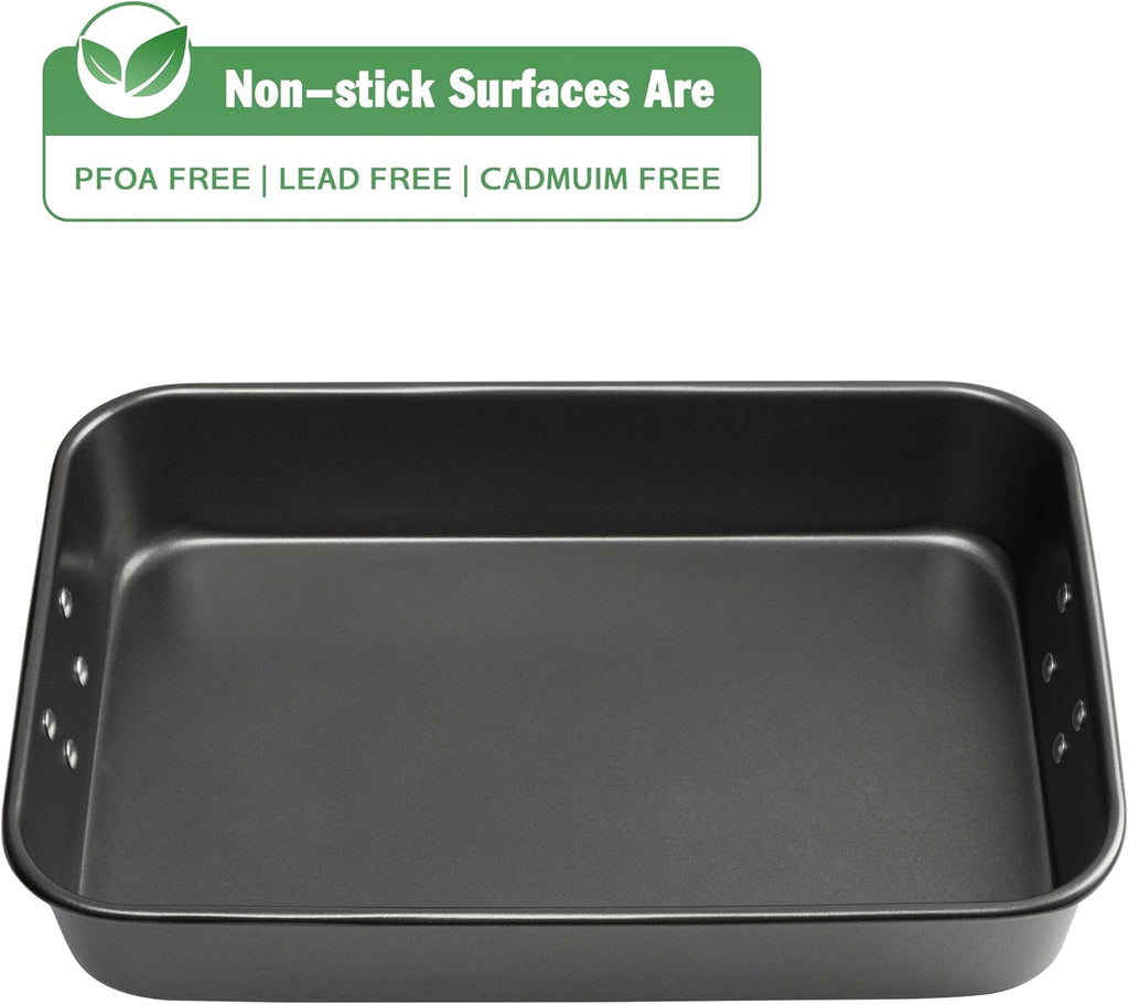 Tiawudi Lasagna Pan - Nonstick Rectangular Bakeware with Handles | 15x10x3 Inch Heavy-Duty Roasting Dish