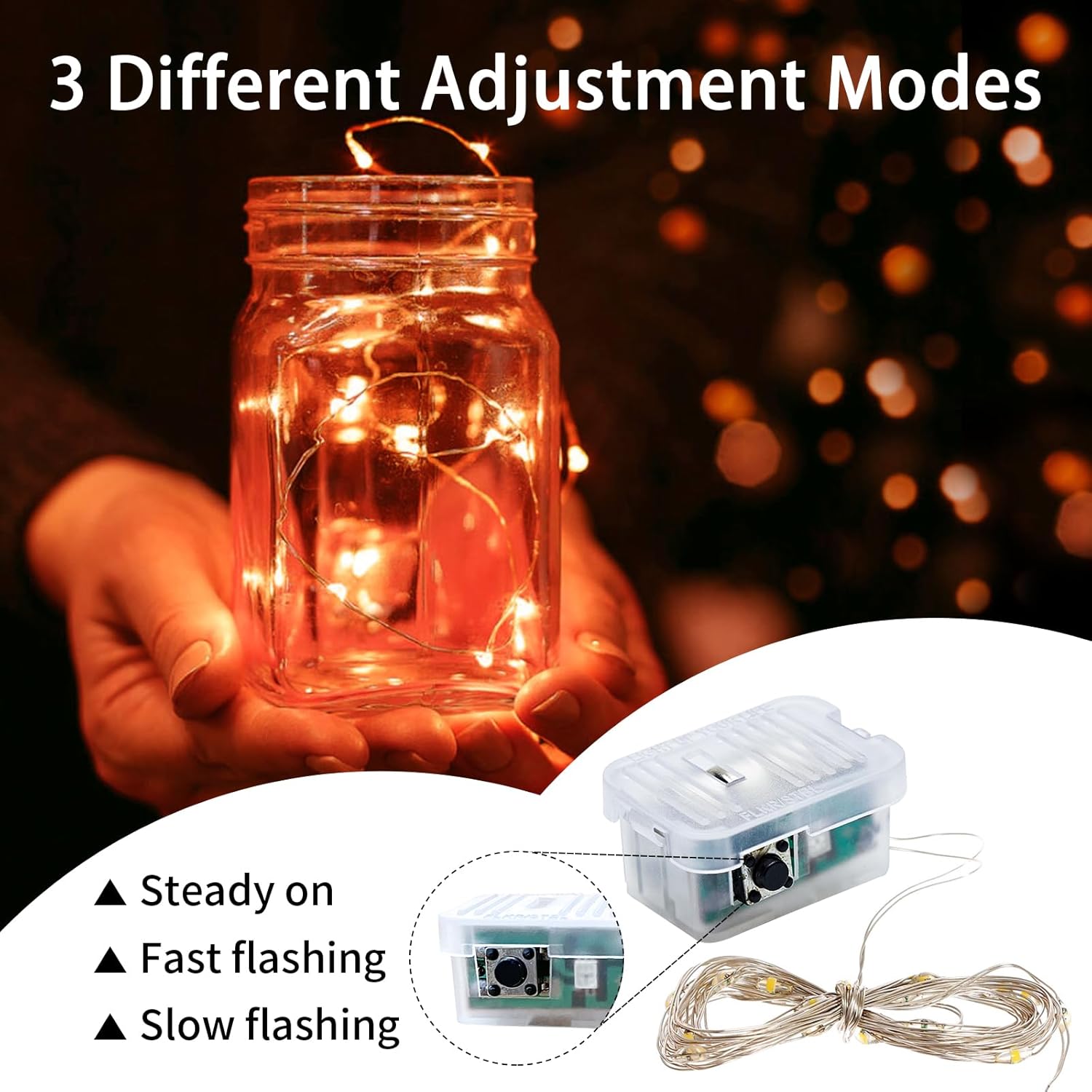 Skiennix 24-Pack Orange Fairy Lights - 7Ft 20 LED Twinkle String Lights | Battery Operated & Waterproof for Parties, Weddings, Christmas & More