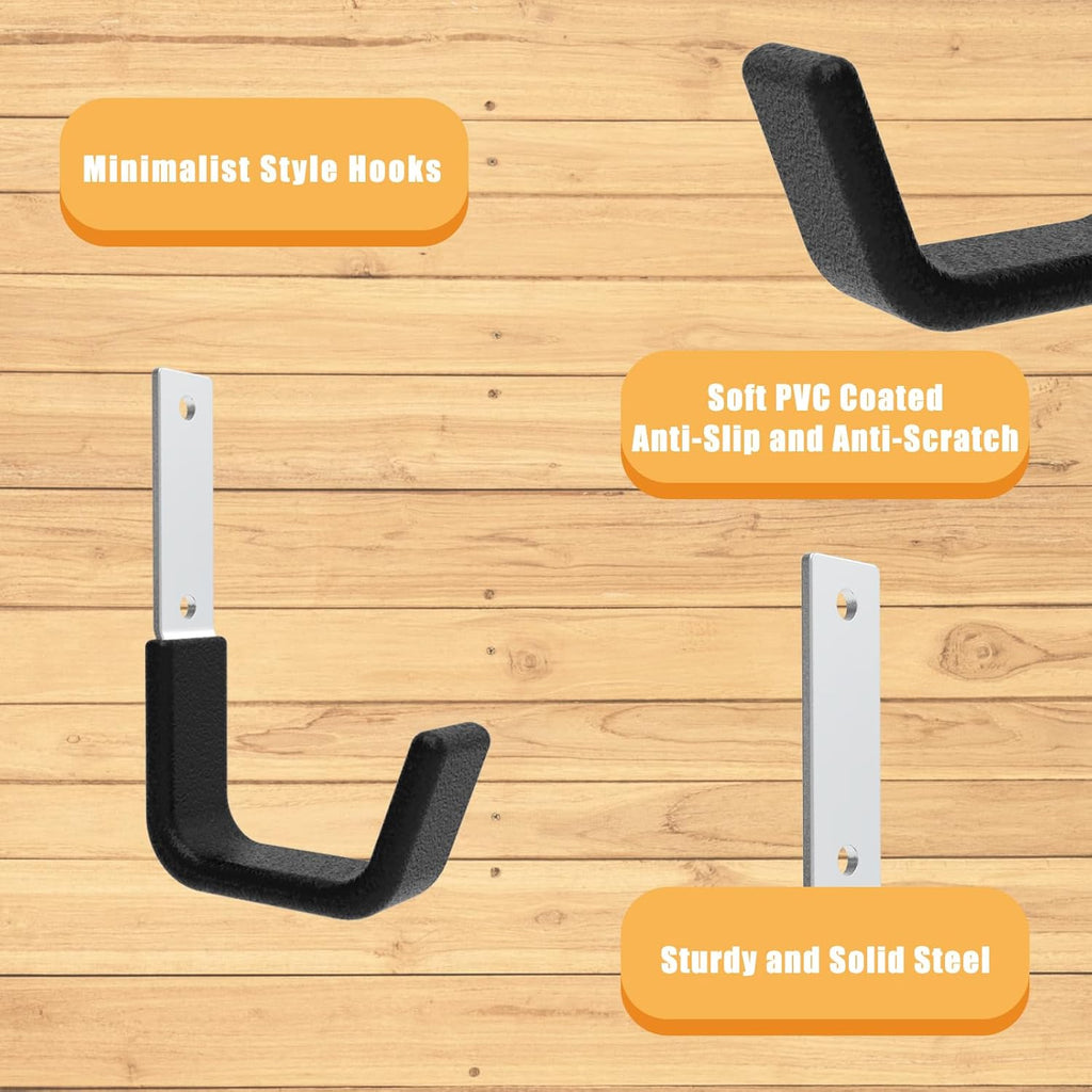 Skiennix Heavy Duty Utility Hooks - Wall Mount Storage for Hose, Bike, Ladder & More (8 Small)