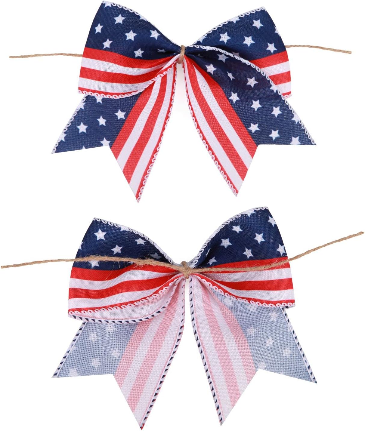 Meseey Patriotic Bow Set - 12 Pcs 6-Inch American Flag Bows for 4th of July Decor & Gift Wrapping